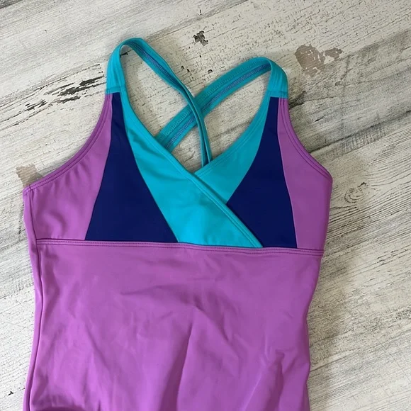 #S6 large - girls purple one piece swimsuit size 14 LANDS END KIDS - Picture 2 of 4